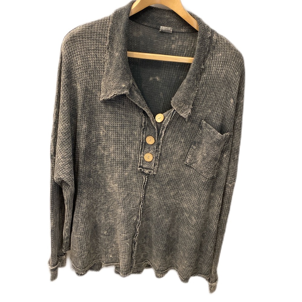 Oversized Waffle-Knit Tunic Top